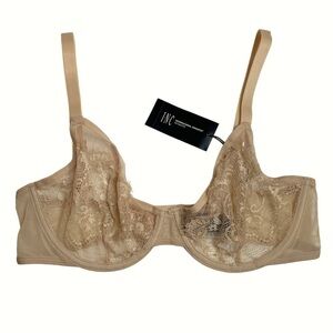 INC International Concepts Intimates Underwire Lace Bra Almond Latte Large New